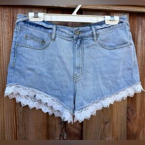 Denim Lace Trim Free People Shorts